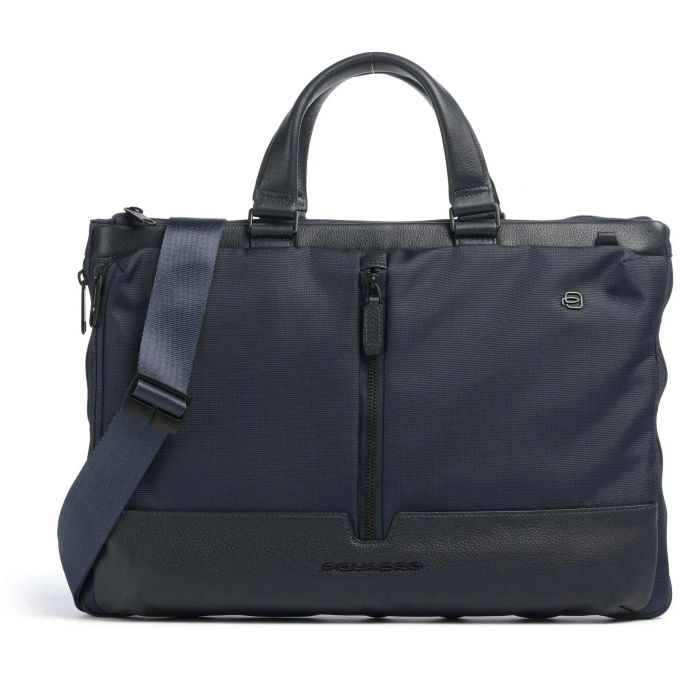 Деловая сумка мужская PIQUADRO MARCEL с отделением для ноутбука 15.6" синяя натуральная кожа/нейлон CA4021W138/BLU
